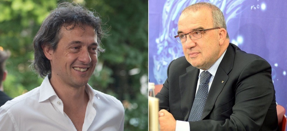 A sinistra Sandro Beretta, presidente del Levico Terme e a destra Roberto De Laurentis, numero uno dell'Arco1895